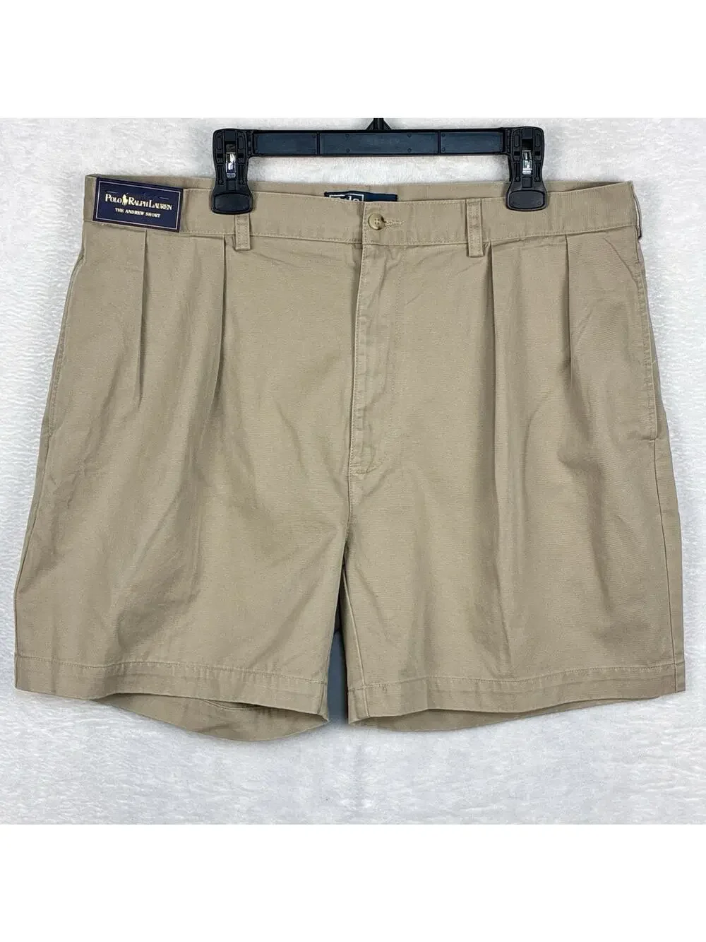 VTG Polo Ralph Lauren Shorts Mens 40 Khaki Andrew Pleated Preppy Classic 90s